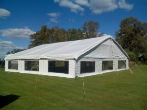 estructura técnica de una carpa tipo hangar